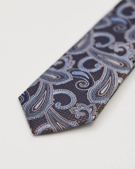 Brown Skinny Tie with Paisley Pattern