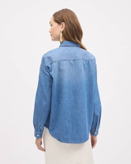 Denim Buttoned-Down Blouse