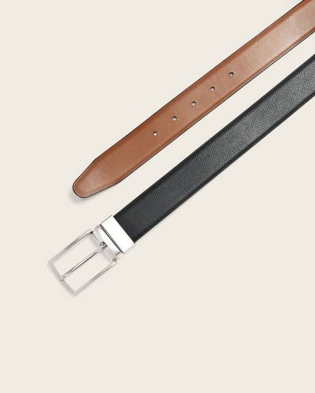 Reversible Black and Tan Leather Belt