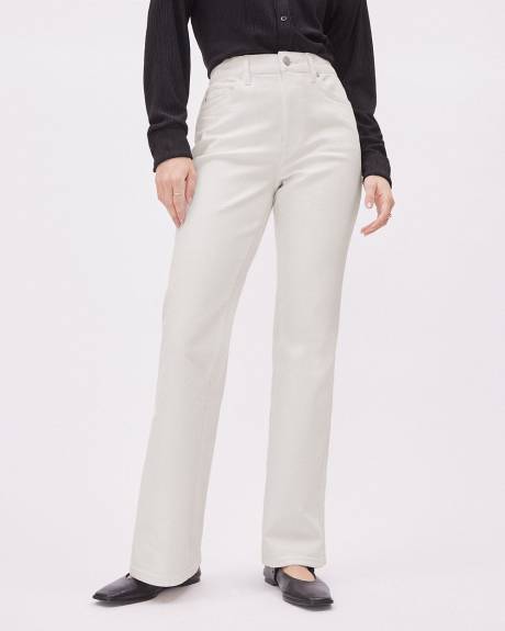 Flare-Leg High-Rise Cream Jeans