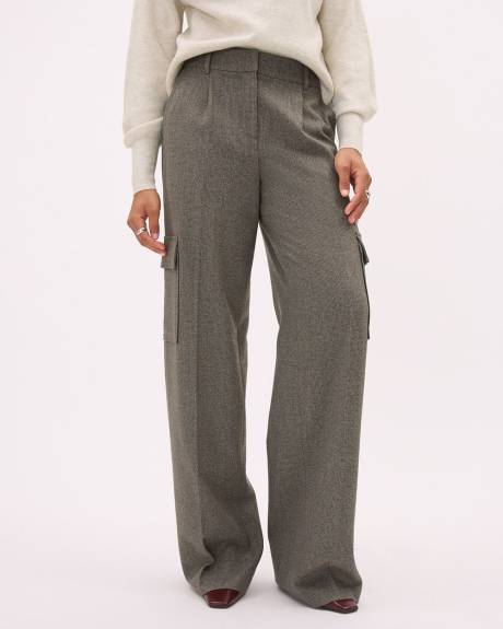 High-Rise Wide-Leg Plaid Cargo Pant