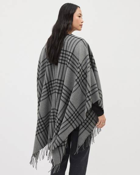 Poncho Carreauté à Frange