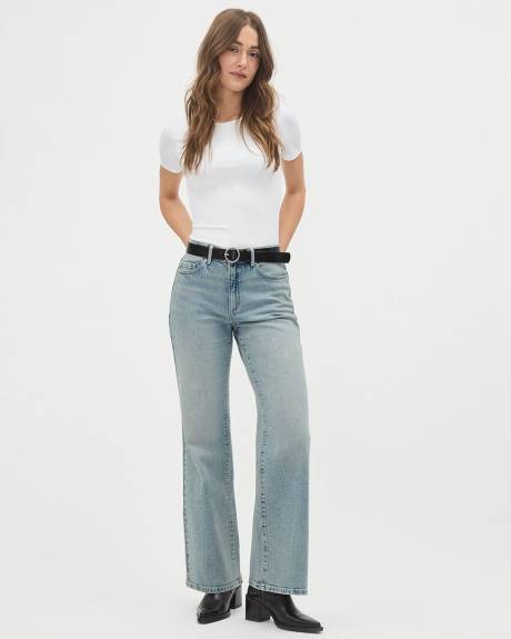 Long Light-Wash High-Waisted Wide-Leg Jeans