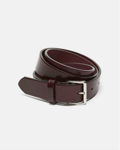 Ceinture en Cuir Bourgogne avec Boucle Carrée