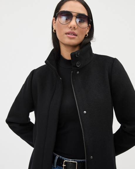 Classic Wool Coat with High Neckline