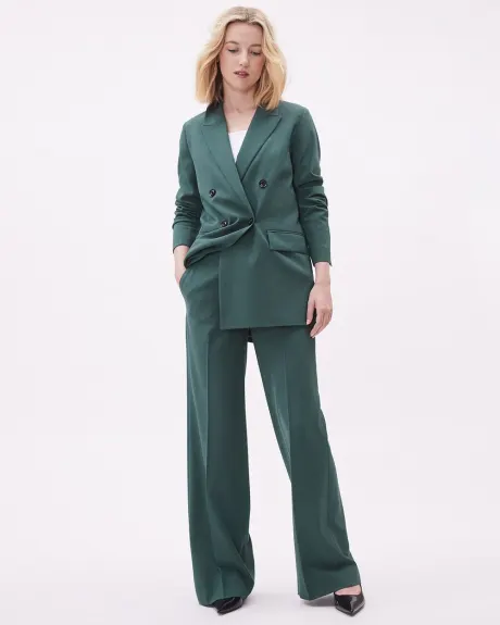 Dark Green Double-Breasted Loose Blazer