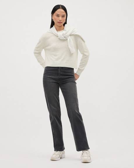 Long-Sleeve Crew-Neck Cashmere-Blend Sweater