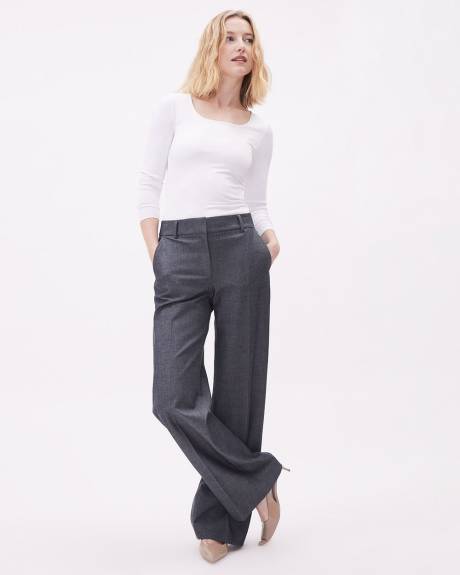 Chambray Mid-Rise Wide Leg Pant