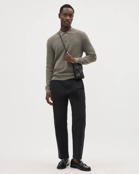 Long-Sleeve Wool-Blend Polo Sweater