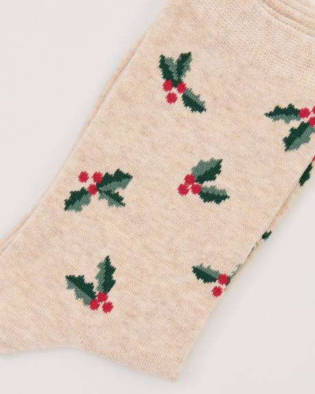 Cotton Socks with Mistletoe