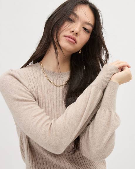 Long-Sleeve Crew-Neck Cashmere-Blend Sweater