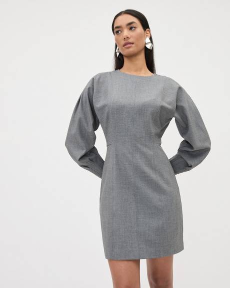 Long-Sleeve Crew-Neck Flare Dress