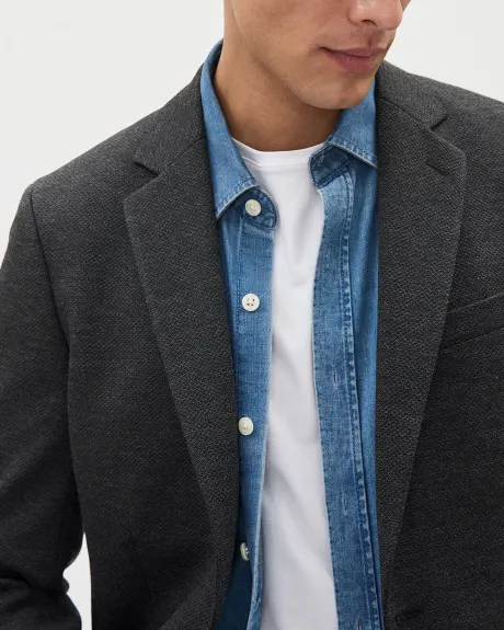 Slim-Fit Textured Knit Blazer