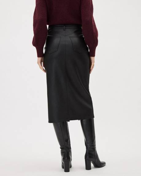 Jupe Midi en Faux Cuir Noir