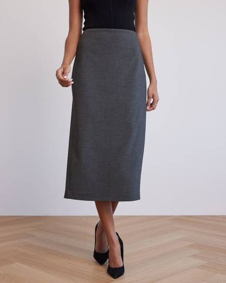 Twill Pencil Midi Skirt