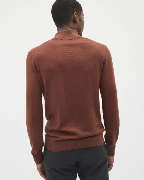 Long-Sleeve Half-Zip Mock-Neck Sweater