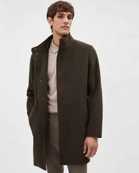 Classic Brown Mock-Neck Wool Coat with Dickey