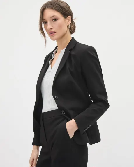 Limitless Black Two-Button Short Fitted Blazer