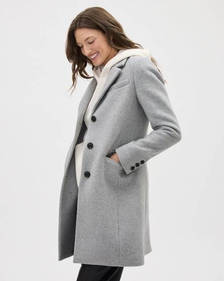 Classic Three-Button Closure Wool Coat