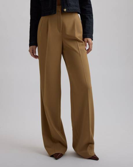 High-Rise Wide-Leg Caramel Twill Pant