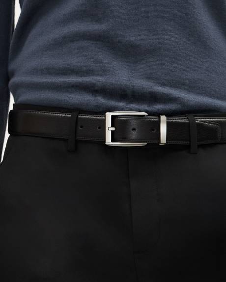 Ceinture en Cuir Noir avec Boucle Carrée