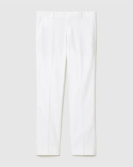 Pantalon en Lin Blanc à Coupe Ajustée