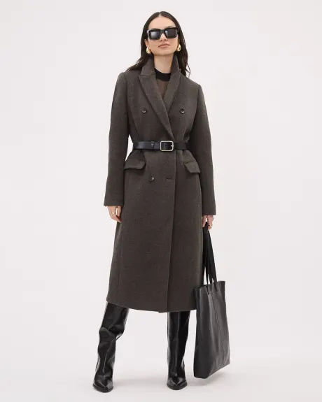 Double-Breasted Long Wool Coat