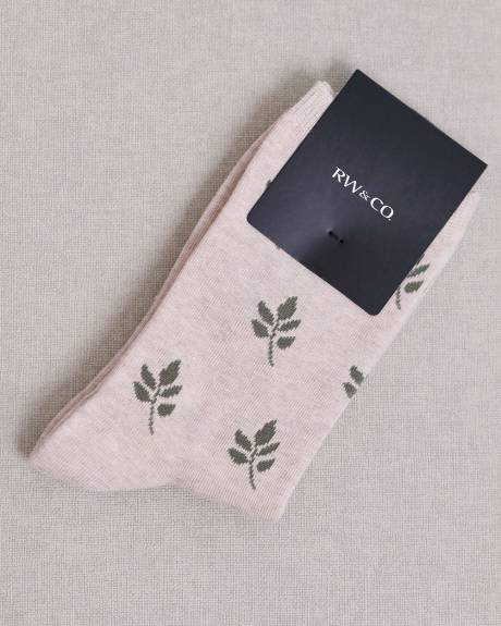 Bamboo Crew Socks with Leafs