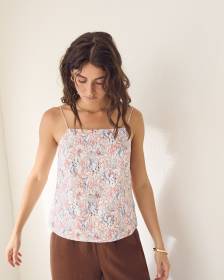 Square-Neck Linen-Blend Cami