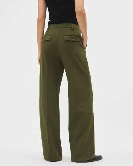 Mid-Rise Wide-Leg Green Heavy Twill Pant