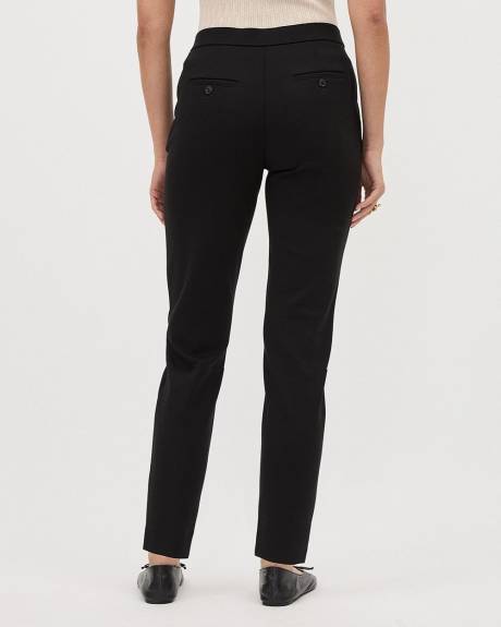 Pantalon Noir à Jambe Fuselée et Taille Mi-Haute en Tricot Luxe