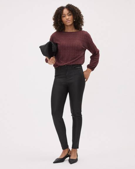 Long-Sleeve Crew-Neck Lace Top