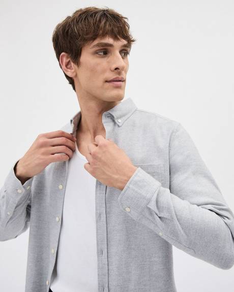 Chemise à Coupe Étroite en Sergé Brossé