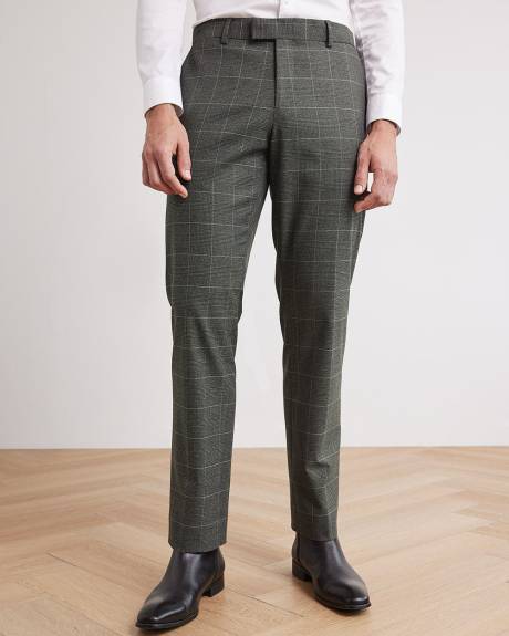 Pantalon de Complet Carreauté Gris à Coupe Ajustée