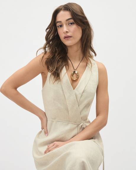 Fit and Flare Sleeveless Maxi Linen Dress