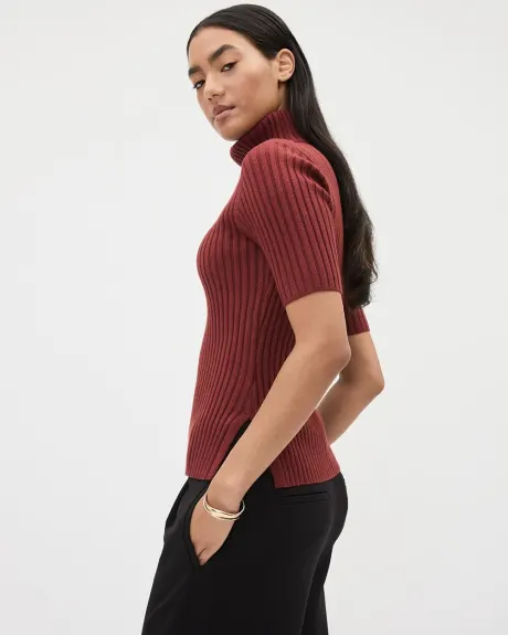 Pull Ultra Doux à Manches aux Coudes et Col Roulé