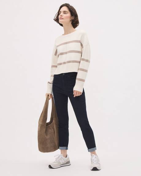 Cropped Boxy Striped Sweater