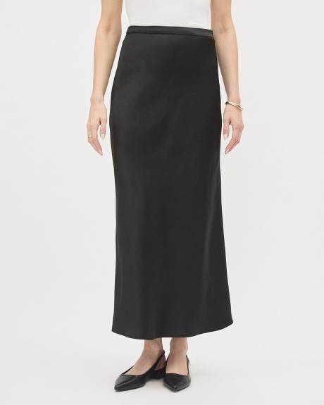 Satin High-Waisted Flare Maxi Skirt