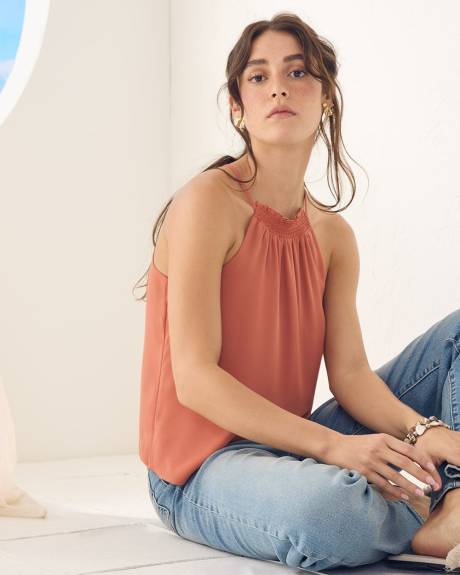 Sleeveless Halter-Neck Blouse