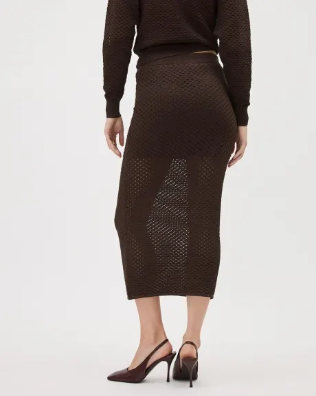 Pencil Midi Skirt with Open Stitches