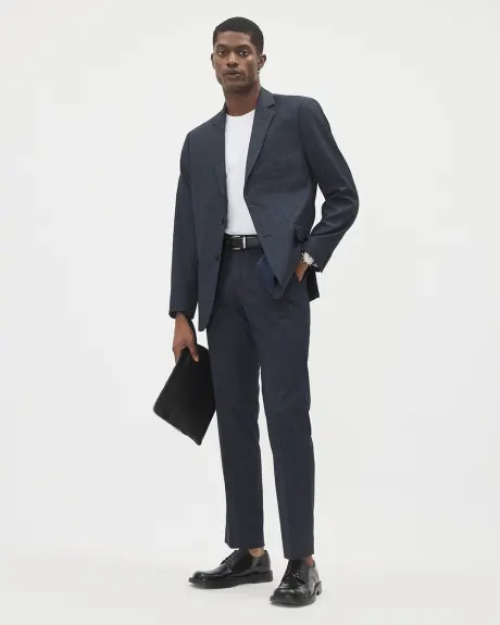 Tailored-Fit Navy Checkered Suit Pant