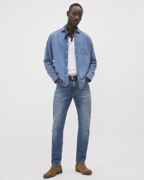 Chemise en Denim à Manches Longues avec Poche Poitrine