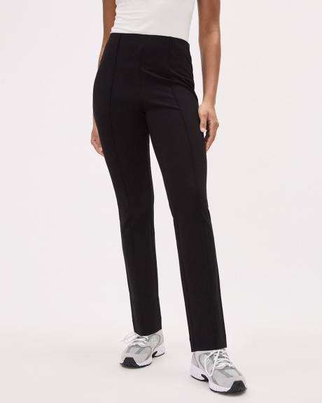 Solid Pull-On High-Rise Slim-Leg Ankle Pant