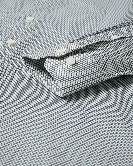 Chemise Habillée à Coupe Étroite en Tissu Texturé avec Motif Géométrique