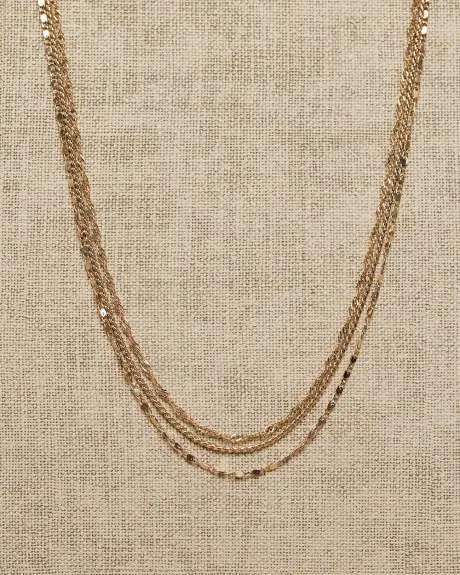 Collier Court Doré à Triple Chaîne