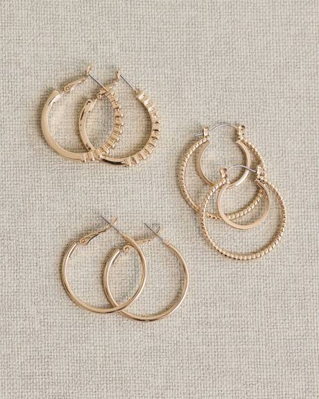 Medium Golden Hoops - 3 Pairs