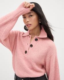 Long-Sleeve Relaxed-Fit Polo Sweater