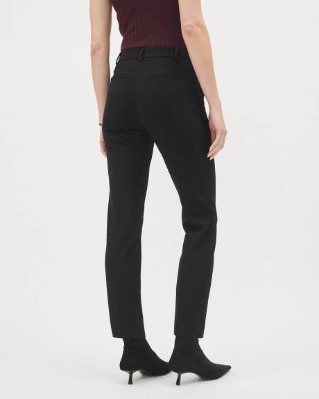 Pantalon Noir à Jambe Étroite et Taille Mi-Haute