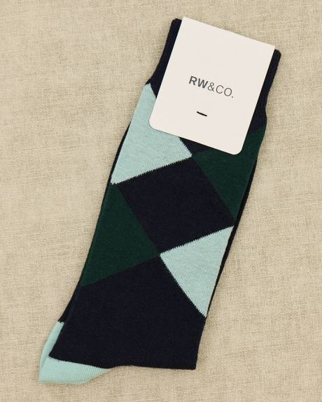 Teal Argyle Socks