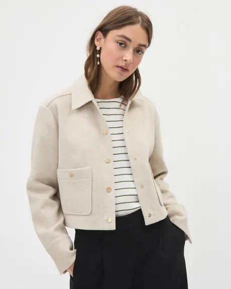 Textured Twill Cropped Shacket